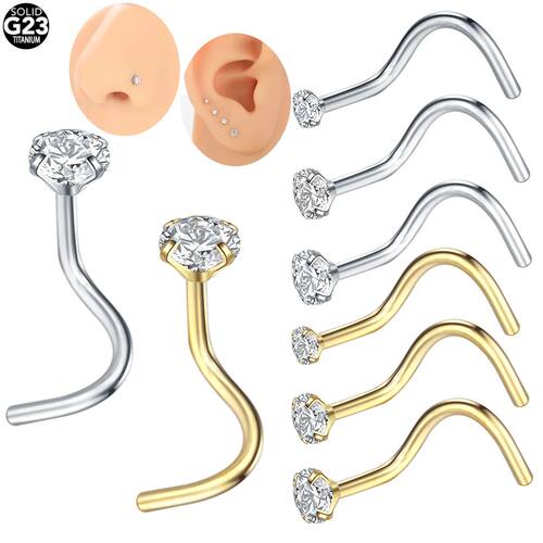 10Pcs/lot G23 Titanium CZ Crystal Nose Septum Piercing Nose