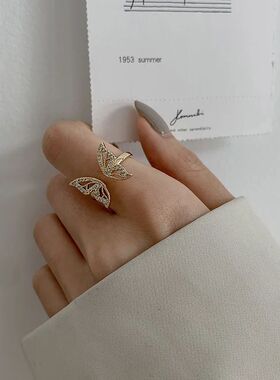 2024Open Design Pave Zircon Butterfly Ring Wedding Jewelry