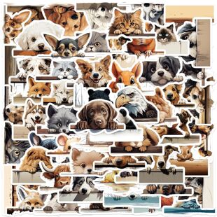 60PCS Kawaii Lay Dog PVC Sticker Aesthetic Chidlren's