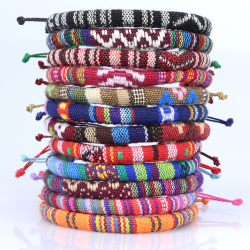 N2Bohemian Bracelet Tissu Men Magentic Lucky Fabric Braslet