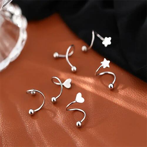 2pcs Stainless Steel Twist Love Heart Star Stud Earrings,S