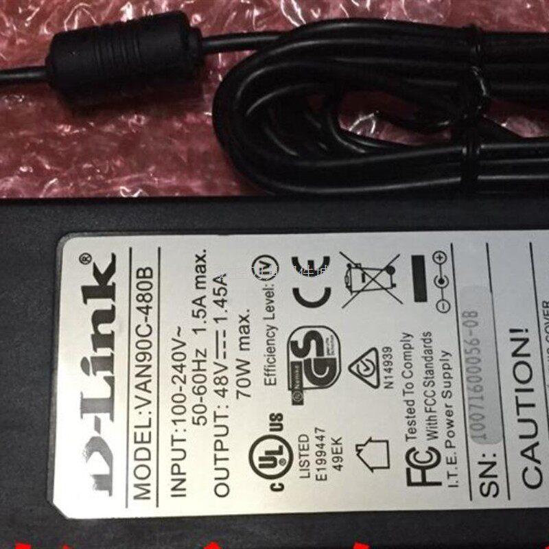 适用D-LINK 48V1.45A电源适配器 路由器 交换机 POE VAN90C-480B