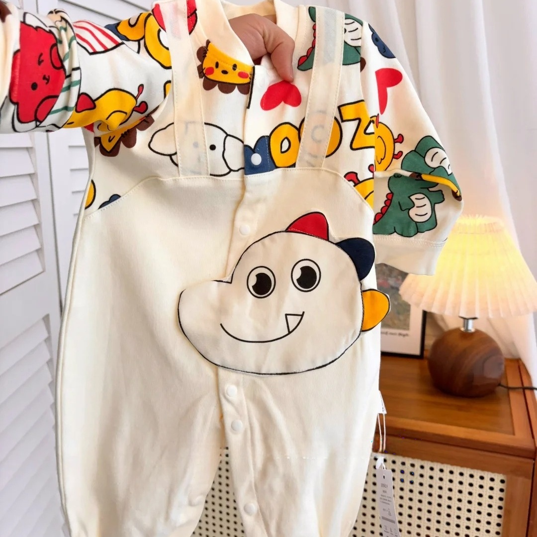 新生婴儿儿衣服春秋纯棉长袖外出薄款满月宝宝连体衣秋装哈衣睡衣