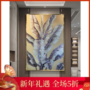 珐琅彩装饰画入户玄关客厅走廊过道轻奢镶钻手绘挂画卧室餐厅手绘