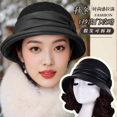 新款中老年人冬天女款帽子老太太妈妈保暖加绒毛呢女士盆帽洋气