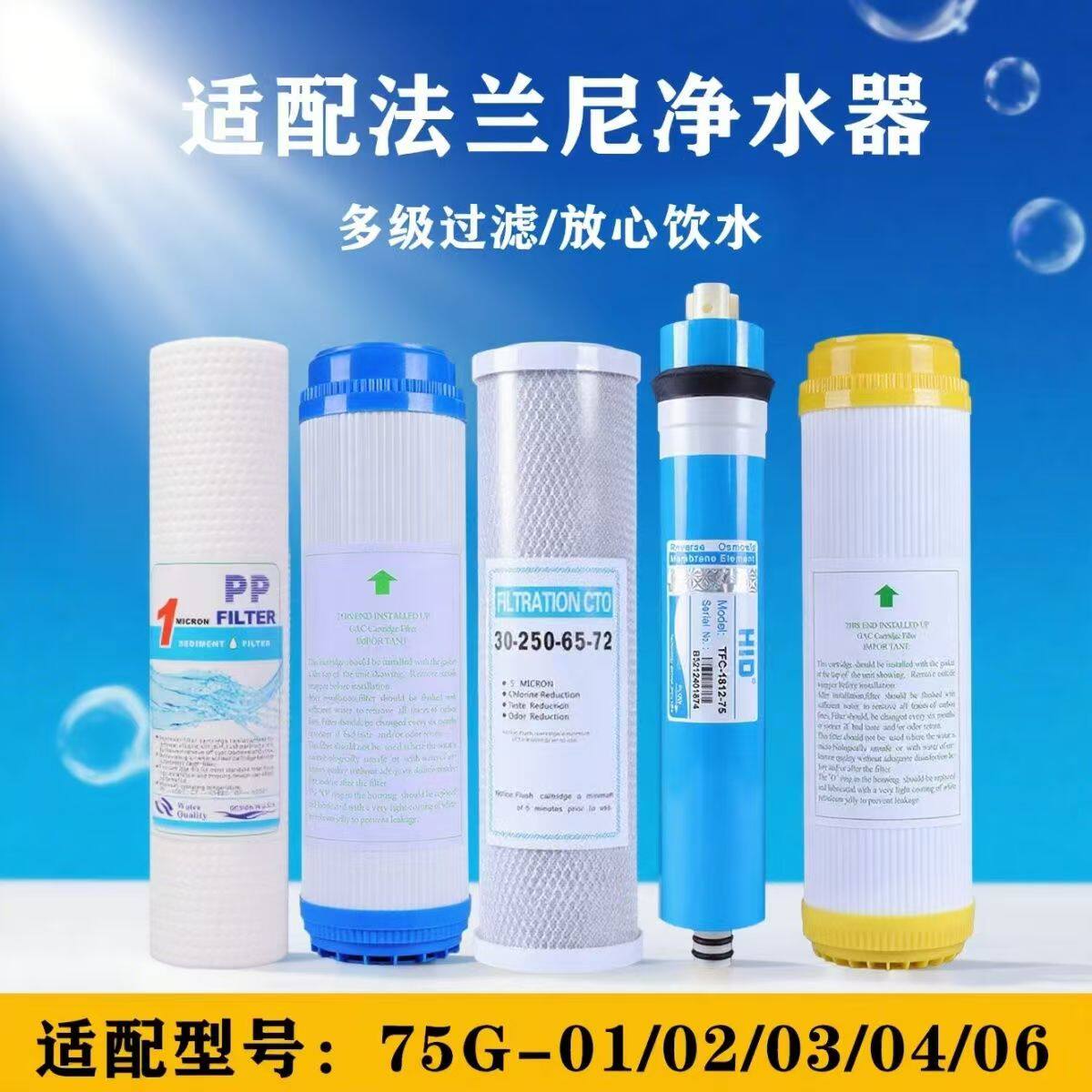 适配法兰尼净水器滤芯75G反渗透