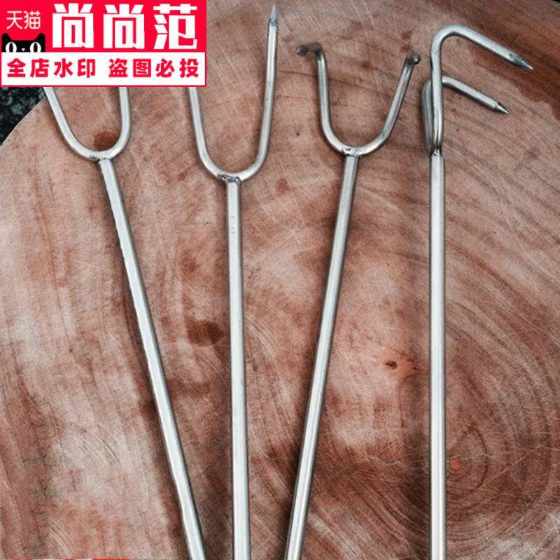 不锈钢肉叉肉钩长柄无磁钩子双钩叉捞肉煮肉叉二齿叉烧肉叉