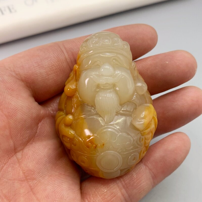 天然黄龙玉财神手把件人工精雕云南导游推荐同款送挂绳礼盒
