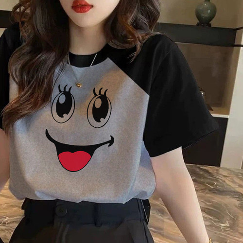 胖MM大码女装纯棉短袖插肩T恤夏季2026年新款宽松拼接撞色上衣ins