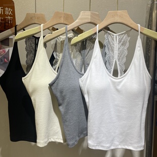 妃子纪2805性感蕾丝露背美背吊带背心女带胸垫防走光内搭打底上衣