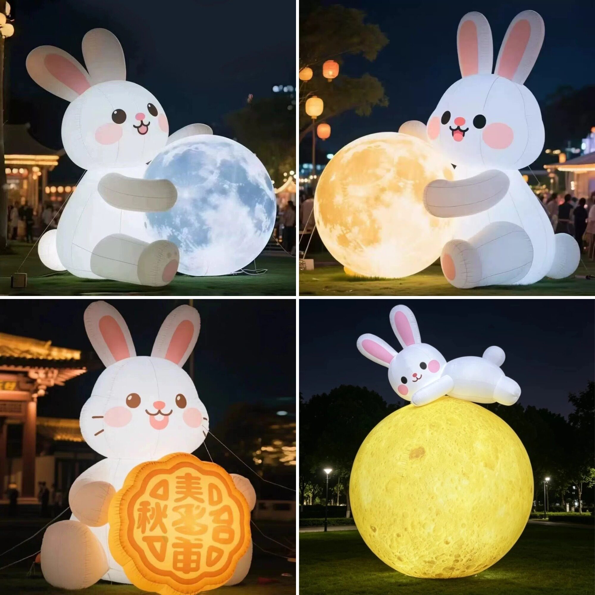 中秋巨型发光月兔充气模型