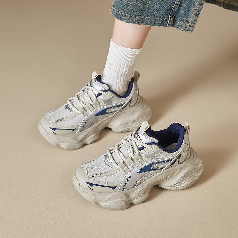 奥古狮登正品皮面老爹鞋女2025新款秋季复古灰色厚底小个子休闲运,女鞋,老爹鞋,淘宝优惠券,粉丝福利购,淘宝优惠卷