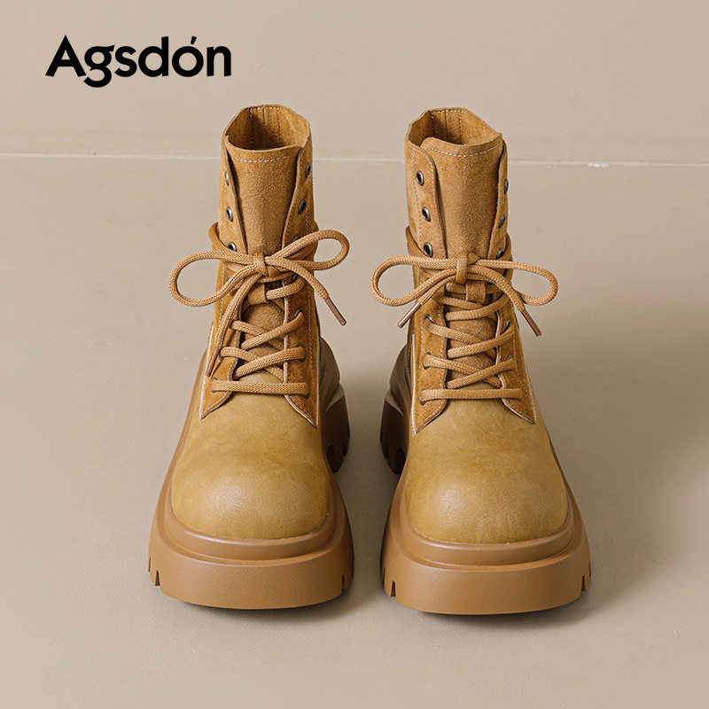 奥古狮登正品高跟马丁靴女2025新款秋季厚底复古英伦废土风大黄短,女鞋,时装靴,淘宝优惠券,粉丝福利购,淘宝优惠卷