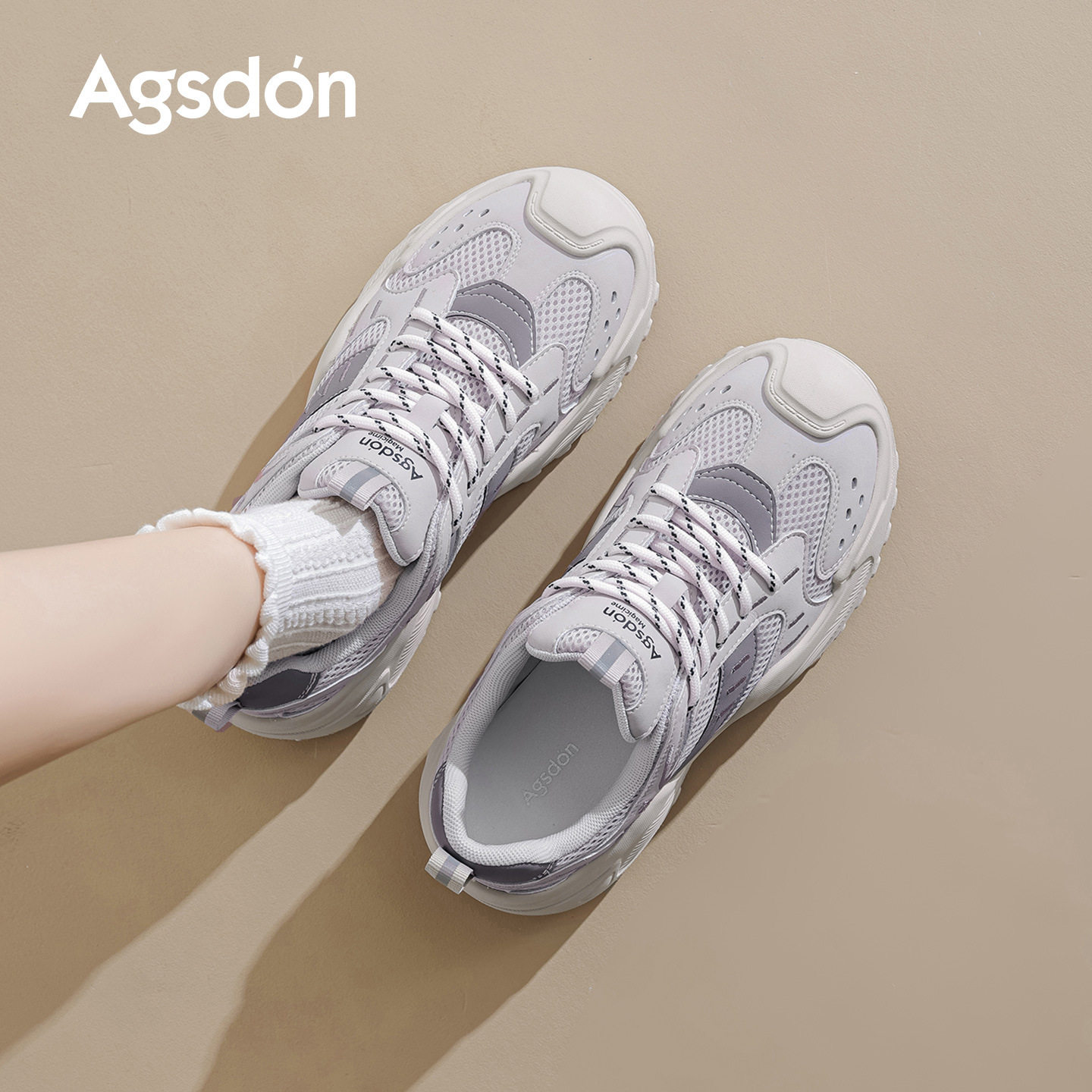 奥古狮登正品老爹鞋女款2025新款冬季轻便厚底小个子运动鞋紫色休,女鞋,老爹鞋,淘宝优惠券,粉丝福利购,淘宝优惠卷