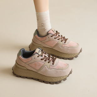 奥古狮登正品阿甘鞋女2025新款秋季厚底复古老爹鞋登山休闲运动德