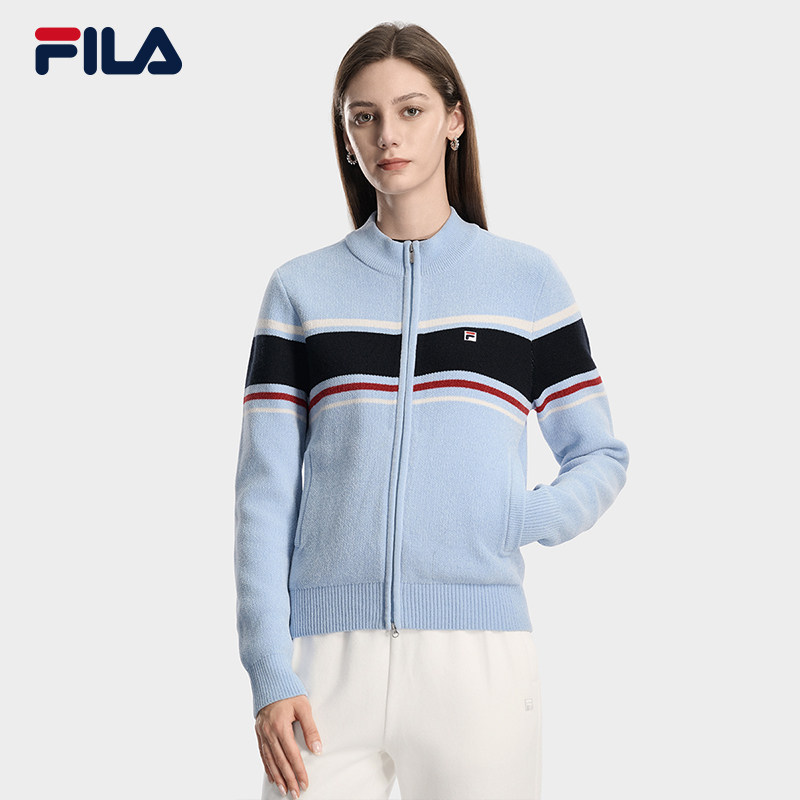 FILA 斐乐官方女士编织外套2026春新款时尚休闲基础拉链毛衣开衫