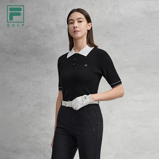 FILA 斐乐官方女子编织衫2026春季新款高尔夫运动POLO领短装毛衣