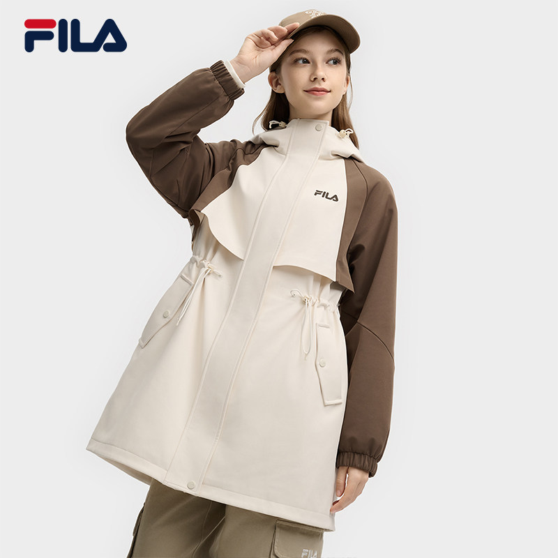 FILA 斐乐官方女士梭织外套2025年秋季休闲宽松拼色连帽长款上衣,运动服/休闲服装,运动茄克/外套,淘宝优惠券,粉丝福利购,淘宝优惠卷