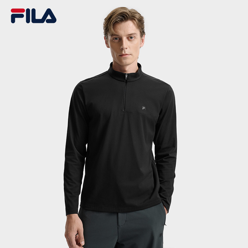 FILA 斐乐官方男子针织长袖衫2025冬季新款时尚休闲半拉链基础长T,运动服/休闲服装,运动T恤,淘宝优惠券,粉丝福利购,淘宝优惠卷