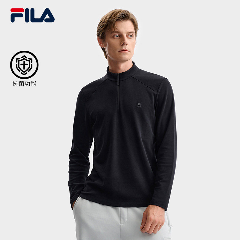 FILA 斐乐官方男子针织长袖衫2025冬季新款简约基础休闲半拉链长T,运动服/休闲服装,运动T恤,淘宝优惠券,粉丝福利购,淘宝优惠卷