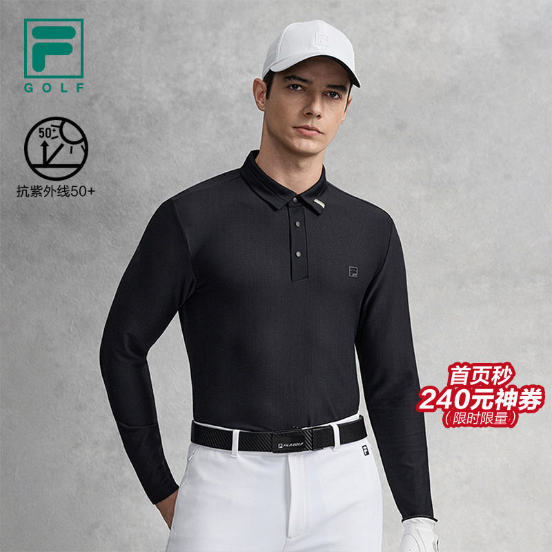 FILA 斐乐官方男子针织长袖POLO衫2026春新款高尔夫运动防晒上衣