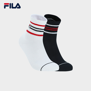 新款 FILA 斐樂(lè)官方女襪中腰襪套裝 2024冬季 休閑運(yùn)動(dòng)襪中筒襪2雙裝
