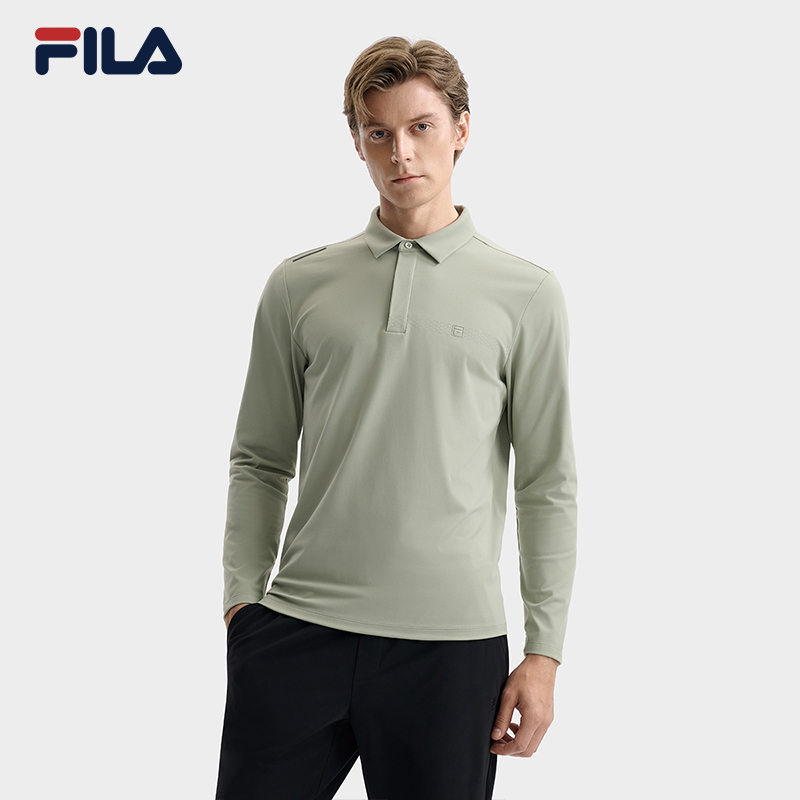 FILA 斐乐官方男子针织长袖POLO衫2025冬季新款时尚休闲基础上衣