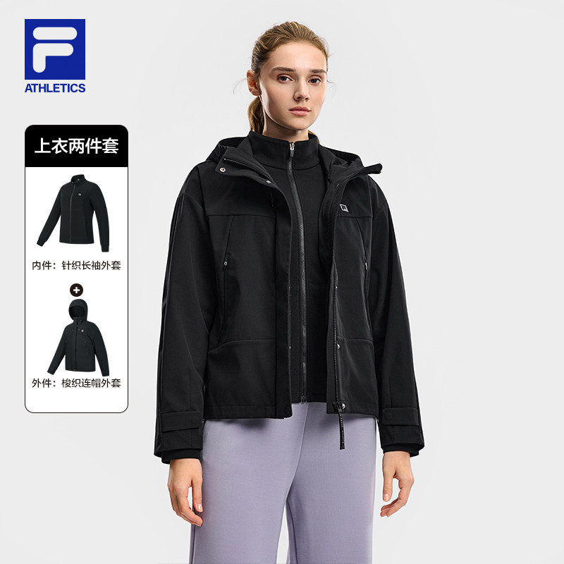 FILA 斐乐官方女士上衣两件套2026春新款健身运动简约二合一外套,运动服/休闲服装,运动茄克/外套,淘宝优惠券,粉丝福利购,淘宝优惠卷