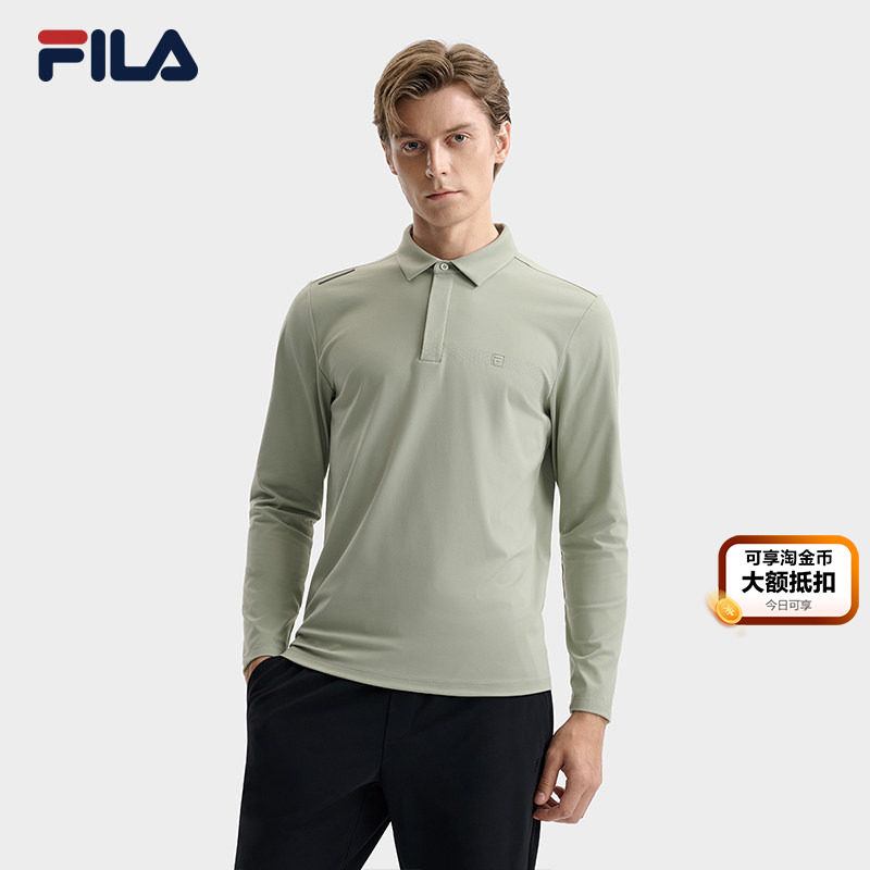 FILA 斐乐官方男子针织长袖POLO衫2025冬季新款时尚休闲基础上衣