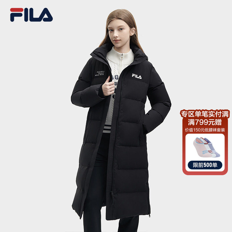 FILA斐乐官方过膝长款女士羽绒服2025年休闲时尚保暖连帽厚款外套,运动服/休闲服装,运动羽绒服,淘宝优惠券,粉丝福利购,淘宝优惠卷