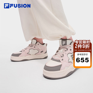 FUSION斐乐潮牌BANK2高帮加绒板鞋 保暖鞋 2025冬季 女鞋 子 新款 FILA