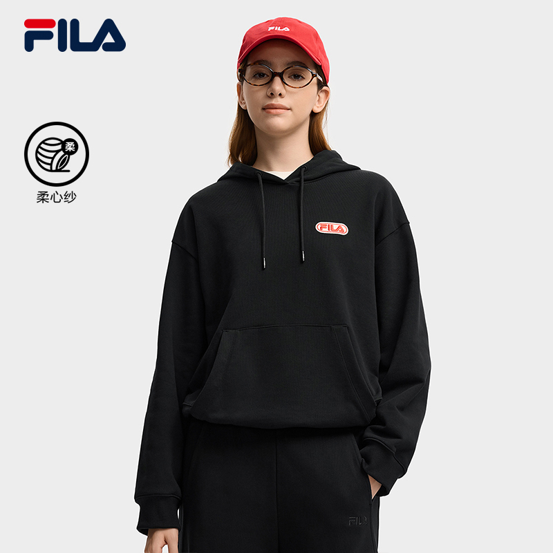FILA 斐乐官方女子连帽卫衣2025冬新款时尚休闲宽松针织长袖上衣