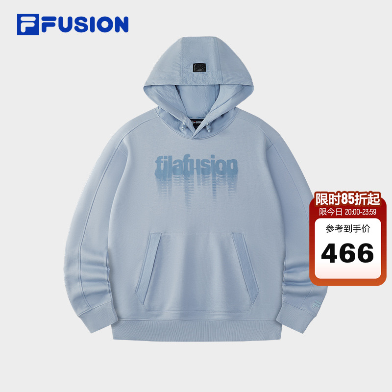 FILA FUSION斐乐潮牌男子连帽卫衣2025冬季新款休闲宽松针织上衣