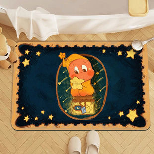 卡通星星人软硅藻泥浴室地垫方形吸水防滑耐脏地毯卫生间门口脚垫