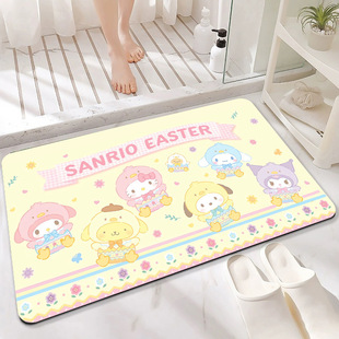 爆款三丽鸥地垫卡通浴室吸水脚垫软硅藻泥地毯防滑卫生间门口可爱
