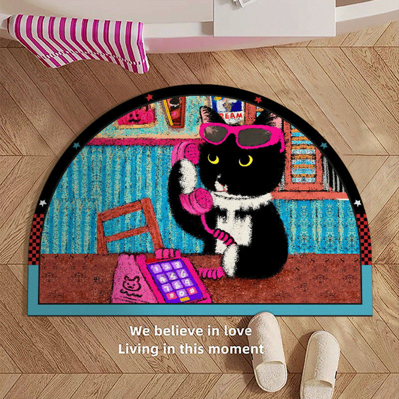 美式复古卡通小猫硅藻泥吸水地垫