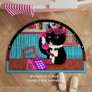 美式复古卡通小猫硅藻泥吸水地垫防滑浴室卫生间厕所门口地毯脚垫