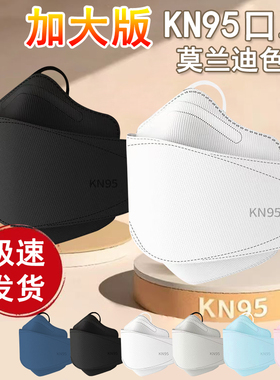 加大码莫兰迪N95口罩300斤大脸护眼角加大号KN95不勒耳立体口罩男