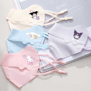 儿童防晒口罩女童专用无痕夏季薄款透气冰丝防紫外线小孩遮阳面罩