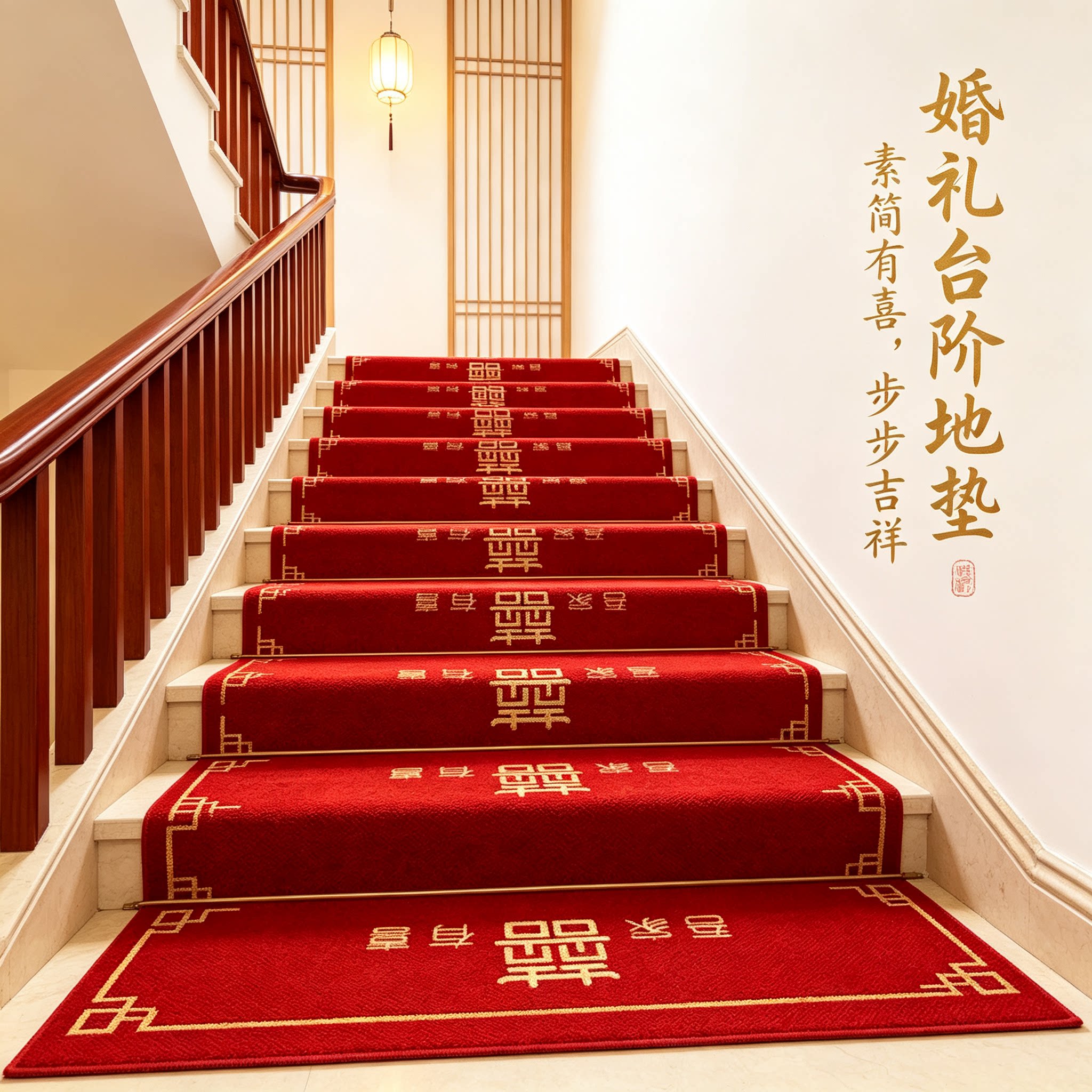 结婚台阶地垫装饰男方婚礼扶手楼梯喜字贴婚庆踏步贴婚房布置地毯