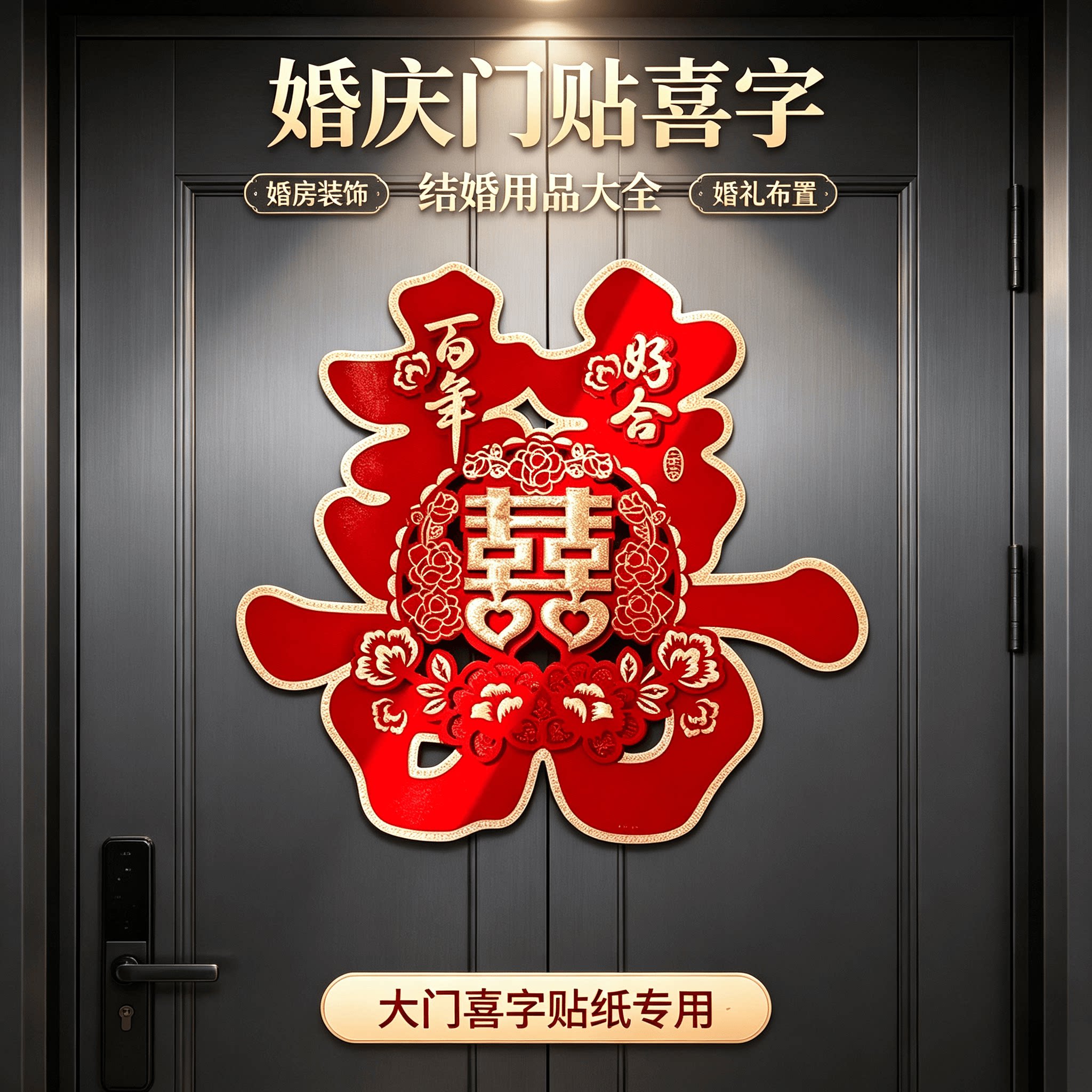 婚庆门贴喜字结婚用品大全婚房