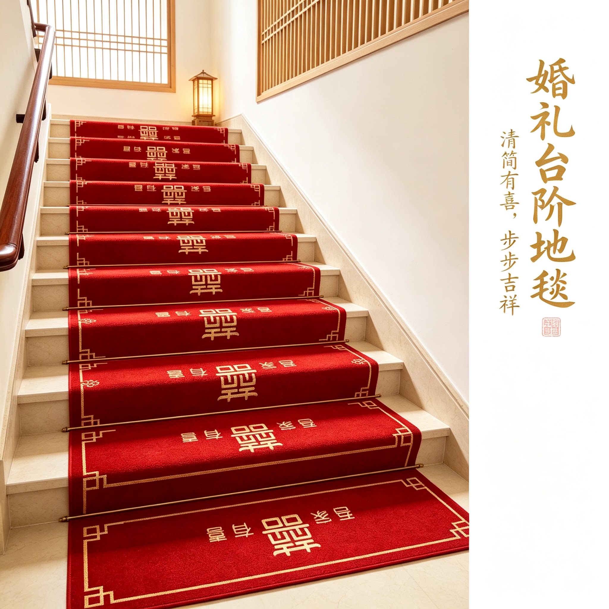 婚礼楼梯地垫装饰男方结婚扶手台阶喜字贴婚庆踏步贴婚房布置