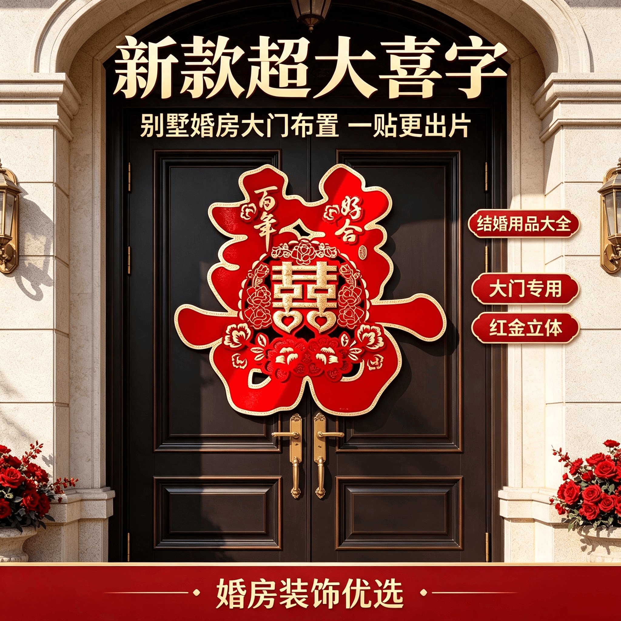 新款超大喜字结婚用品大全婚房