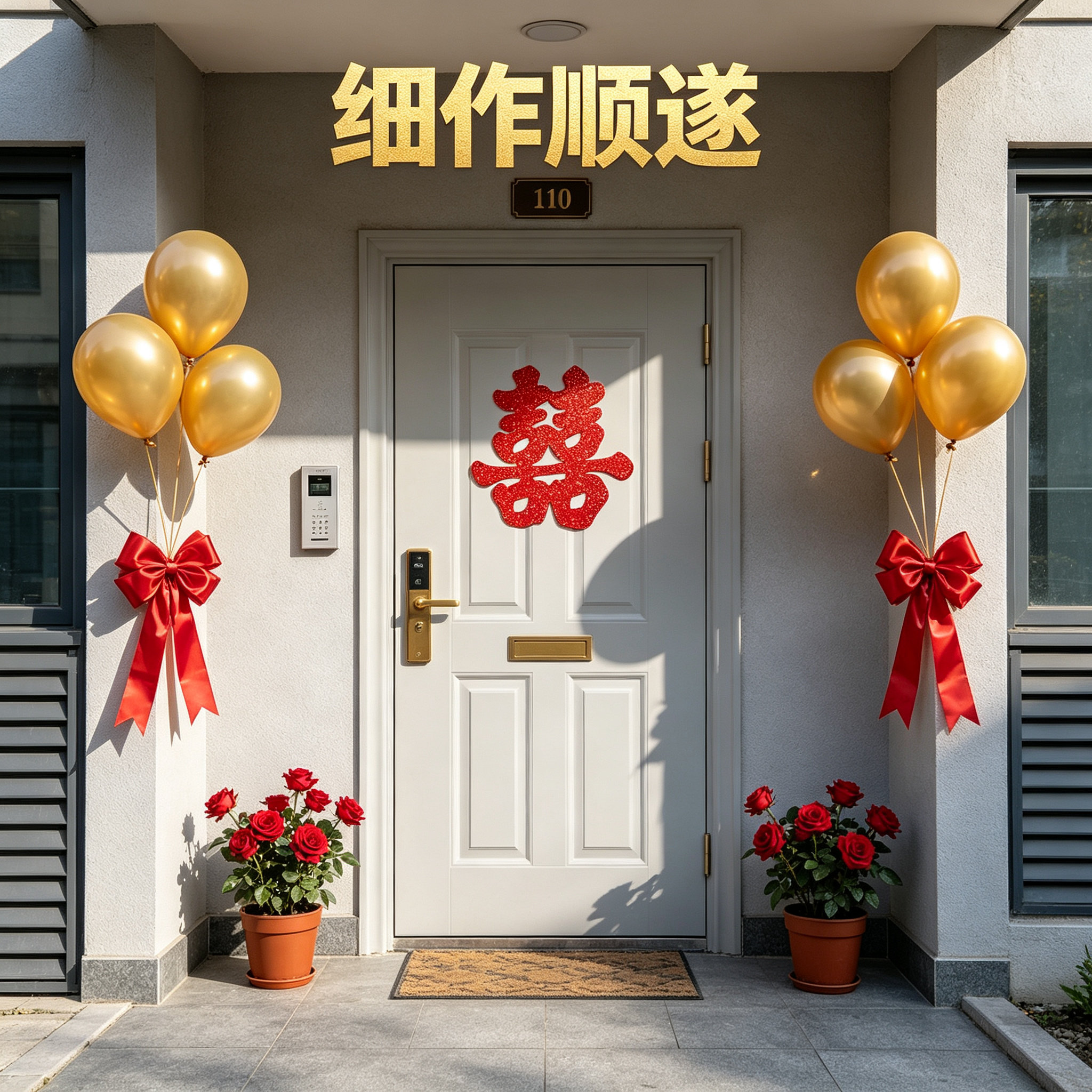 细作顺遂闪粉喜字贴婚房入户门窗玻璃贴中式嫁娶高档婚庆礼品