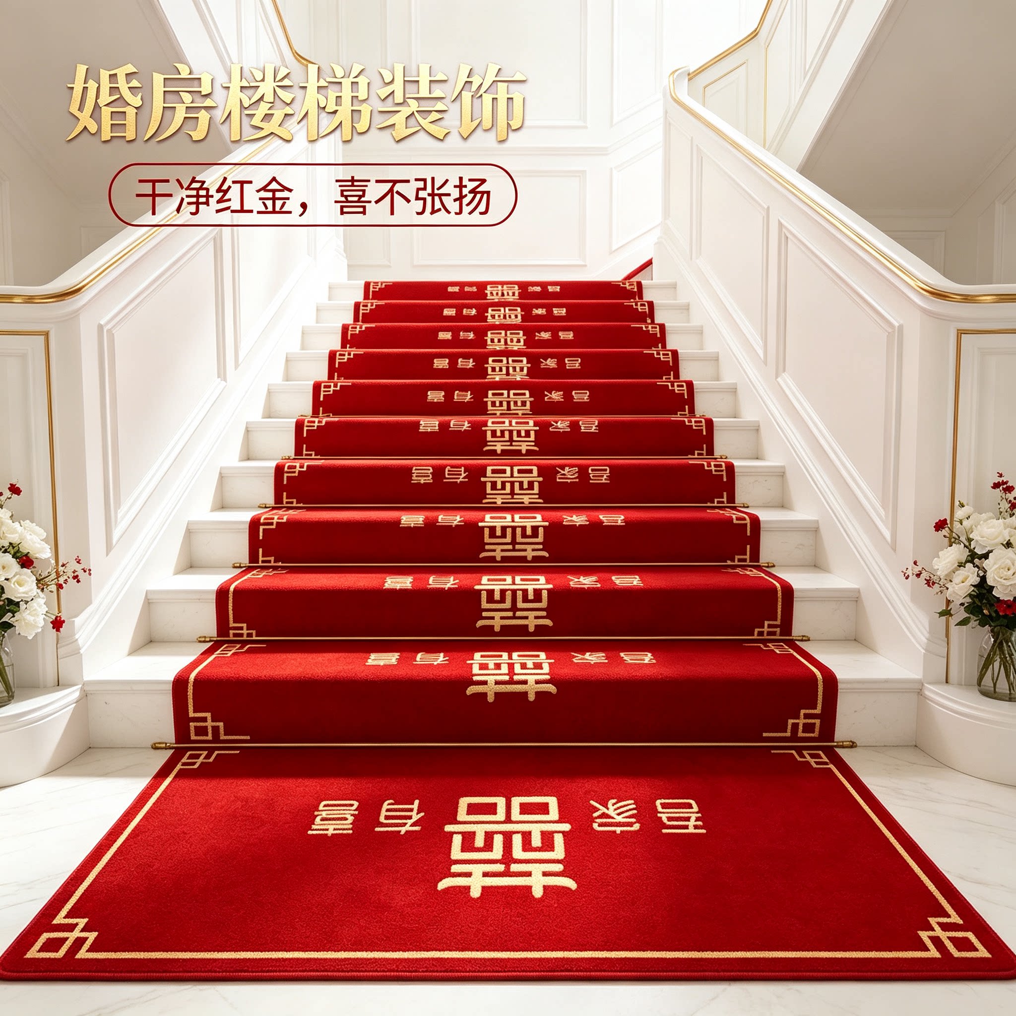 男方婚礼楼梯地垫装饰结婚扶手台阶喜字贴婚庆踏步贴婚房布置地毯