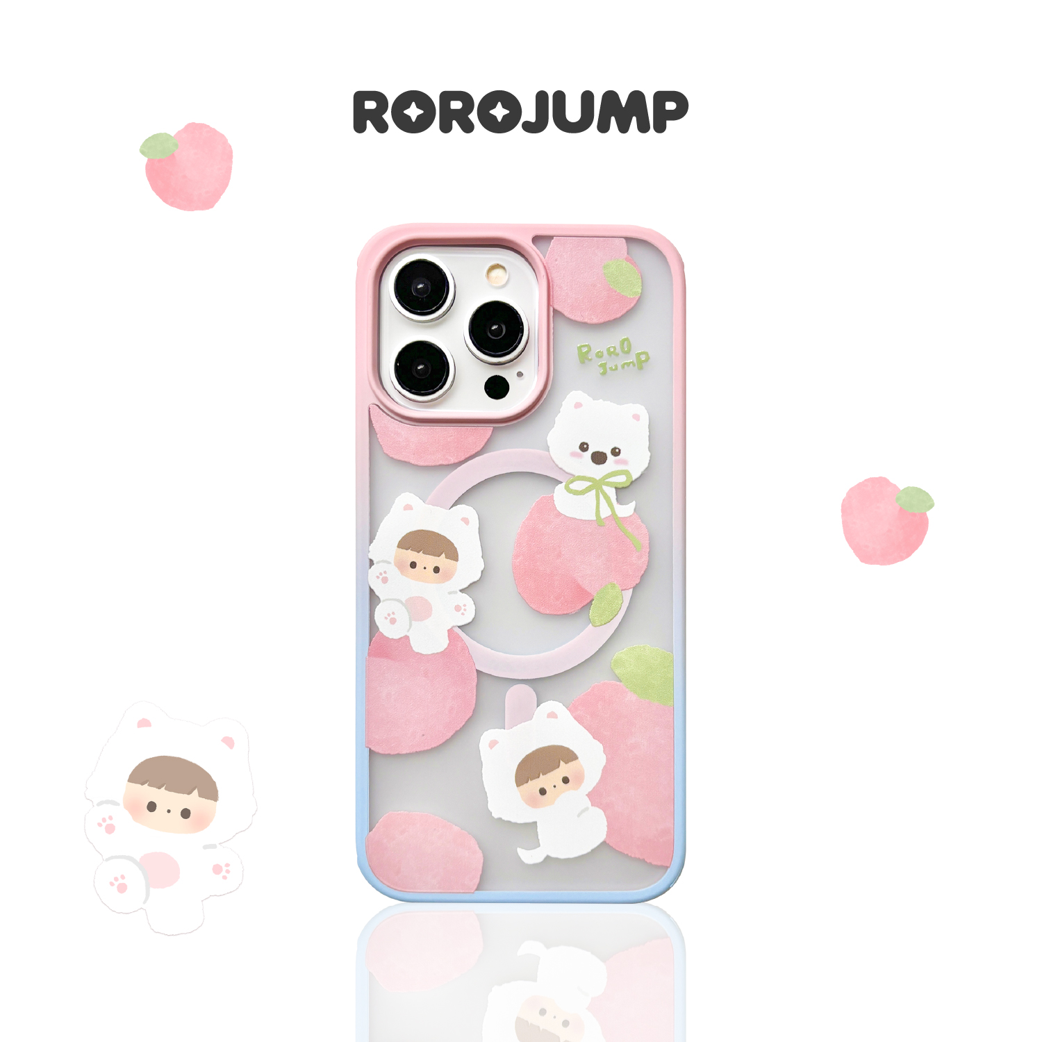 肉肉酱水蜜桃适用iphone16promax磁吸手机壳苹果15pro新款14渐变色13保护套防摔透明壳简约高级感可爱小众