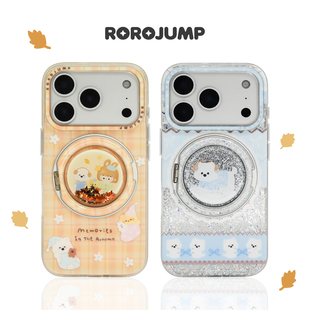 肉肉酱费尔岛小伙伴适用iPhone17promax支点手机壳苹果16pro原创新款 爆闪碎钻效果四边图案15卡通独特保护套