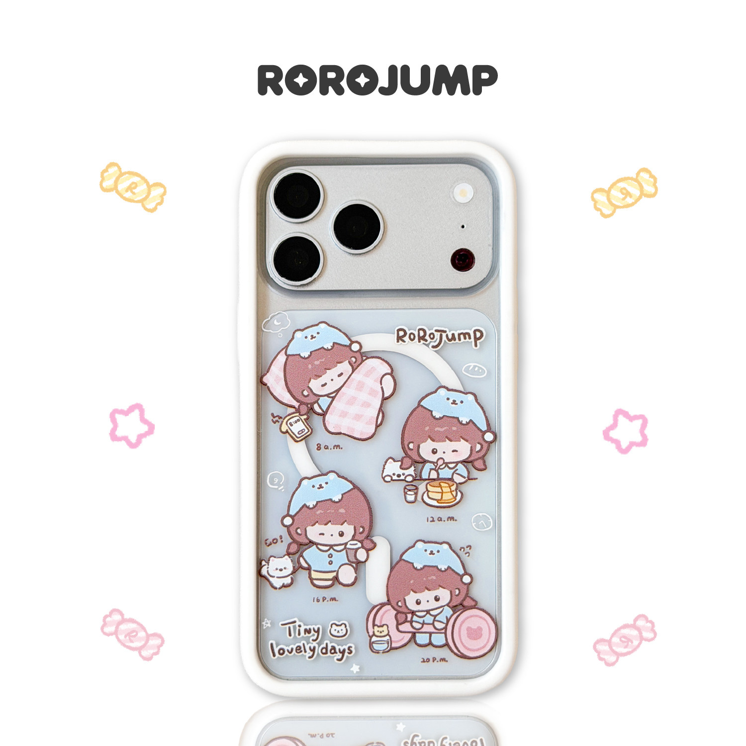 肉肉酱规律作息适用iPhone18ProMax磁吸手机壳原创新款17浮雕亚克力背板圆盾背板防摔苹果16保护套15卡通可爱