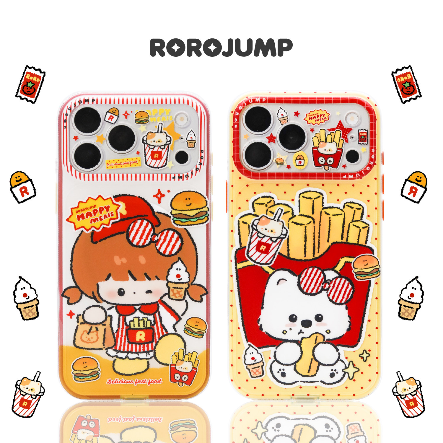 肉肉酱薯条派对适用iPhone17promax磁吸手机壳原创新款防摔苹果16保护套磨砂精孔薄款二合一15卡通可爱14女