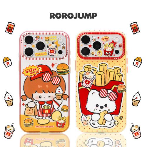 肉肉酱薯条派对适用iPhone17promax磁吸手机壳原创新款防摔苹果16保护套磨砂精孔薄款二合一15卡通可爱14女